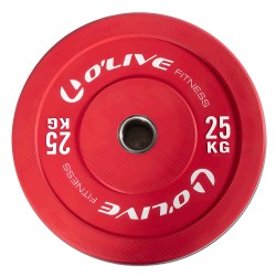 Disco Olímpico Bumper 25 kg Rojo